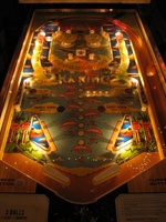 Image # 46738: Sky Kings Illuminated Playfield 
(The two messenger balls are missing from this playfield. Serial number 1858.)