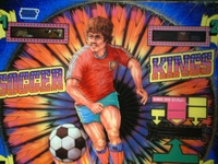 Image # 27399: Soccer Kings Alternate Backglass 
(The player's uniform has different colors than the flyer and other backglasses.)