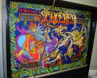 Image # 21256: Sorcerer Early Production Backglass 
(This game has serial number 53220015.)