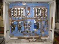 Image # 38469: South Pacific Inside Backbox 
(The replay wheel was removed from this game and its window in the backglass was painted over.)