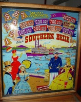 Image # 40593: Southern Belle Sample Game - Backglass 
(Serial number 7716.)