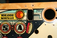 Image # 34208: Space Station Prototype Drop Target 
(This playfield was stamped with a date of Oct 23 1987.)