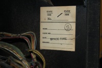 Image # 54717: Space Time Inside Backbox - Detail 
(This game has a laminated cabinet. Serial number 5438.)