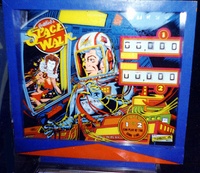Image # 2157: Space Walk Backglass 
(Note that there appears to be something non-original covering over the head of the space girl on the left side of the backglass.)