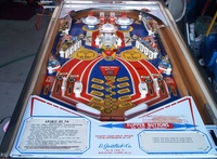 Image # 11318: Spirit of 76 Playfield 
(The 5x center insert is not correct for this game; it should be a blank white insert for a 'Double Bonus'.)