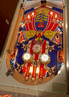 Image # 74916: Spirit of 76 Sample Game - Illuminated Playfield - Downfield View 
(Serial number 01267 S.)