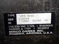 Image # 67316: Spirit of 76 Serial Number 
(Serial number 000104 located inside the coin door.)