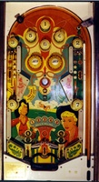 Image # 7527: Spitfire Playfield 
(The two Jet bumpers caps are not original to this game. The two triangular white plastics just below them also are not original to this game.)