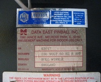 Image # 37358: Adventures of Rocky and Bullwinkle and Friends Black Cabinet Game Sticker - Export to England 
(Game was located in Italy. Serial number 83017.)
