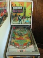 Image # 22189: Big Ben Cabinet - Front View 
(The pop bumper caps on this game do not match those on the game in the flyer.)