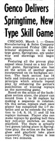 Image # 46783: Springtime Billboard New Game Announcement 
(The Billboard, Mar-8-1952, page 73)