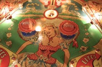 Image # 65913: Springtime Playfield - Detail 
(The blue pop bumper platters are not original to this game.)