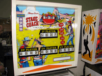 Image # 83565: Stage Coach Backglass 
(The backbox has been repainted. Serial number 2031. Photographed at the 2014 Northwest Pinball and Arcade Show.Photographed at the 2014 Northwest Pinball and Arcade Show.)