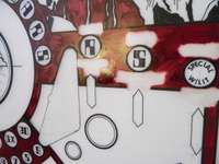 Image # 70927: Stellar Wars Original Playfield Artwork 
(Artist is Constantino Mitchell.Ink and Rubylith marker on Mylar film.Dimensions 31 inches by 44 inches.)