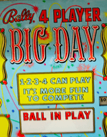 Image # 76167: Big Day Backglass - Detail 
(Serial number BD-1911.)