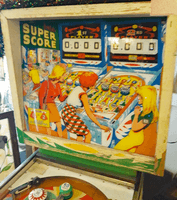 Image # 74332: Super Score Sample Game - Backglass 
(Serial number 01016 S.)