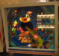 Image # 38961: Super Spin Sample Game - Illuminated Backglass 
(Serial number 01124 S.)