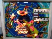 Image # 48214: Super Spin Illuminated Backglass 
(Serial number 02589.)