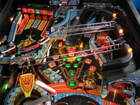 Image # 32696: Swords of Fury Prototype - Illuminated Upper Playfield 
(Serial number X150006.)