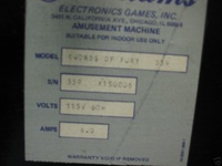 Image # 32704: Swords of Fury Prototype Serial Number 
(Serial number X150006.)
