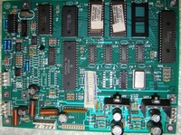 Image # 70431: Swords of Fury Sound Board Prototype ROMS 
(The ROMs at the top of this image have a label indicating PROTO1. This board was not installed in any game. It as temporarily installed in a production game and no difference in operation was noted. Located in France.)