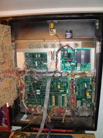 Image # 39441: Big Guns Inside Backbox 
(The stand-alone battery holder in the upper right area is an after-factory modification. Serial number 557 118502. System 11A CPU.)