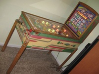 Image # 57773: Telecard Cabinet - Full View 
(The backglass is reproduction and the playfield has reproduction pop bumpers.)