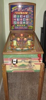 Image # 57774: Telecard Cabinet - Front View 
(The backglass is reproduction and the playfield has reproduction pop bumpers.)