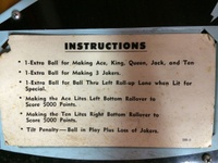 Image # 61157: 3 Jokers Instruction Card - Add-A-Ball 
(Cabinet serial number 81346.)