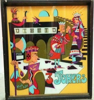 Image # 61148: 3 Jokers Backglass 
(Backbox serial number 81355.)