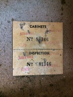 Image # 61170: 3 Jokers Cabinet Serial Number Tags 
(Located in the lower cabinet. Serial number 81346.)
