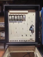 Image # 60018: 3 Jokers Sample Game - Backbox Insert 
(The backbox is tagged '3 Jokers' with serial number 65382. The Sample insert is tagged 'Straight Flush' with a two-digit handwritten serial number, and its replay unit is visible.)