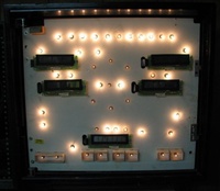 Image # 29158: Thunderball Lamp Test 
(The brighter bulbs are general illumination. To show that the other ones were flashed by the CPU, the photograph was timed to catch them as they dimmed while flashing. Serial number 584060.)