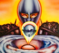 Image # 68901: Thunderball Original Backglass Artwork (Thunderball I) 
(Artist is Constantino MitchellAcrylic paint on illustration boardDimensions 30 inches by 30 inches.Image shows reflection of photographer.)