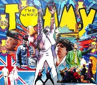 Image # 25606: The Who's Tommy Pinball Wizard Original Painting For Prototype Backglass 
(Artist is Markus Rothkranz.Acrylic paint on canvas board.Dimensions 35 1/2 inches by 31 inches.)