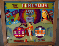 Image # 81421: Toreador Illuminated Backglass 
(Serial number B06076T.)