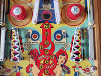 Image # 81424: Toreador Middle Playfield 
(The white rubber fasteners on the four plastic light shields are not original to this game. Serial number B06076T.)