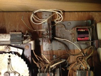 Image # 55324: Trade Winds Inside Taller Backbox - Detail 
(This coil assembly with a jack field is not present in the shorter backbox. It's purpose is unknown. The white wires were after-factory additions for use in identifying defective switches.)