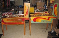 Image # 62876: Trade Winds Cabinet Comparison 
(The silver trim around the left playfield is spray paint added by a previous owner.)