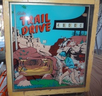 Image # 47123: Trail Drive Early Production Backglass 
(Serial number 1003. If you are the owner of this game, please contact us.)