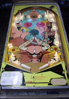 Image # 40143: Trail Drive Stripped Playfield 
(The pop bumper colored circles have been repaired with adhesive plastic. Serial number 2328.)