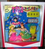 Image # 14592: Trio Early Production Backglass 
(Serial number TR-1004.)
