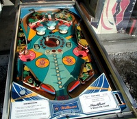Image # 31091: Triple Action Sample Game - Playfield 
(The 'A' and 'B' drop targets are intentionally round in some of the sample games. Serial number 155052.)