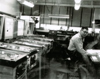 Image # 70051: Tropic Isle Engineering Prototype 
(Designer Wayne Neyens in 1961.Monkey Shines is on the left.Photo courtesy Wayne Neyens.Used with permission.)