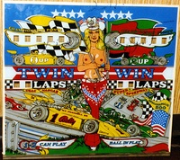 Image # 2553: Twin Win Backglass - Adult Version 
(Created by Dave Christensen.Photographed at Chicago Pinball Expo 1986.)
