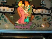 Image # 70651: Valencia Illuminated Backglass - Detail 
(The cabinet has been repainted. Serial number 232856.)