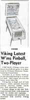 Image # 46403: Viking Billboard New Game Announcement 
(The Billboard, Oct-10-1960, page 72)