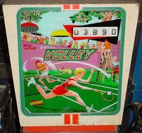 Image # 33133: Volley Sample Game - Backglass 
(Serial number '01049 S'.)