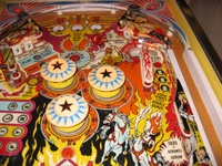 Image # 26861: Wild Fyre Upper Playfield 
(The spinning target shown in this image is not original to this game.)