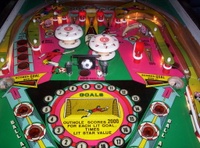 Image # 33317: World Cup Upper Playfield 
(The spinning target artwork at center playfield is not original to this game.)